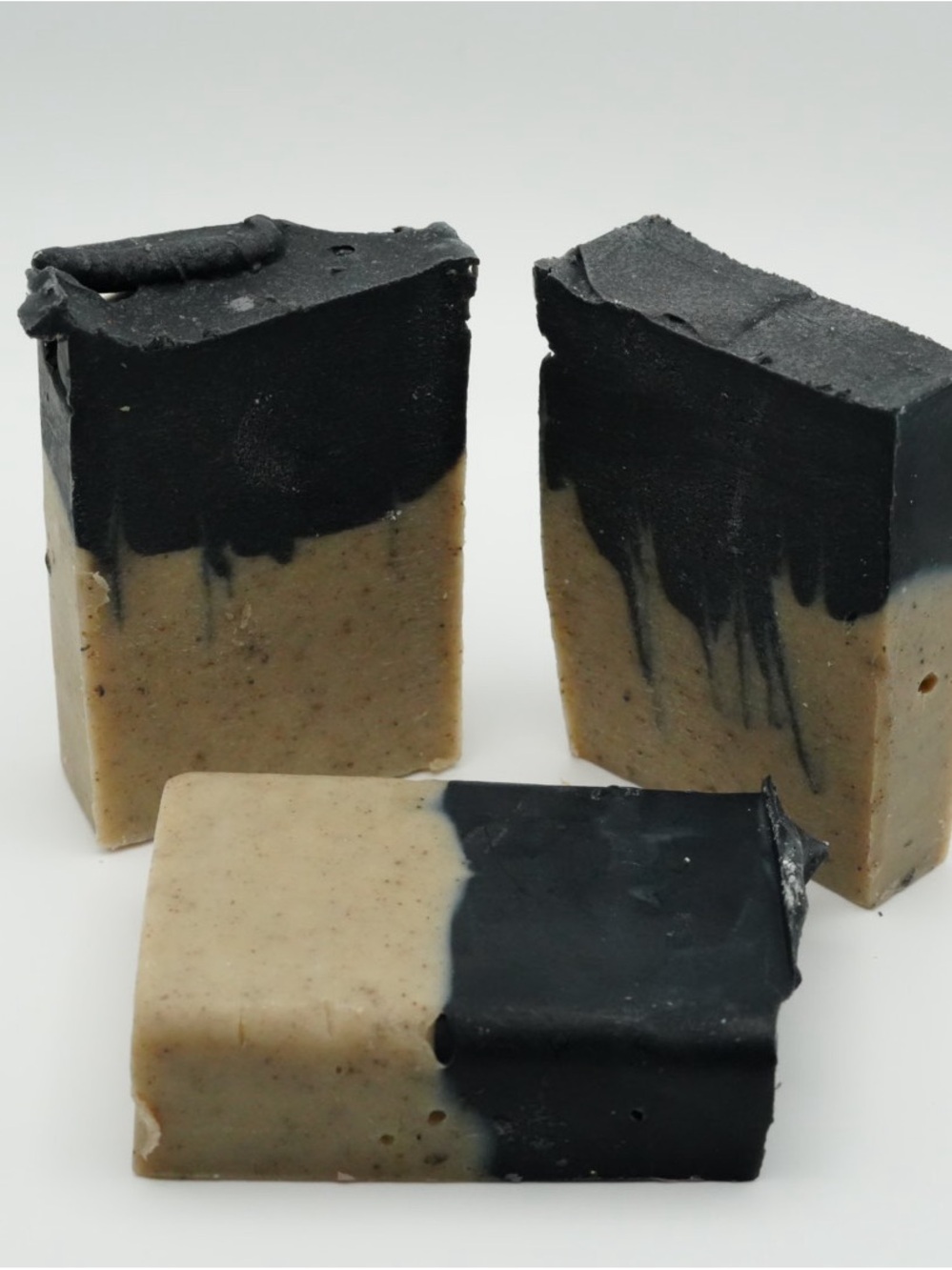 Handmade Two-Tone Black and Beige Soap Bar set of 3